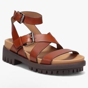 Sam Edelman Eleanora Lug Sole Dark Bourbon Brown Strappy Sandals Size 9 EUR 39
